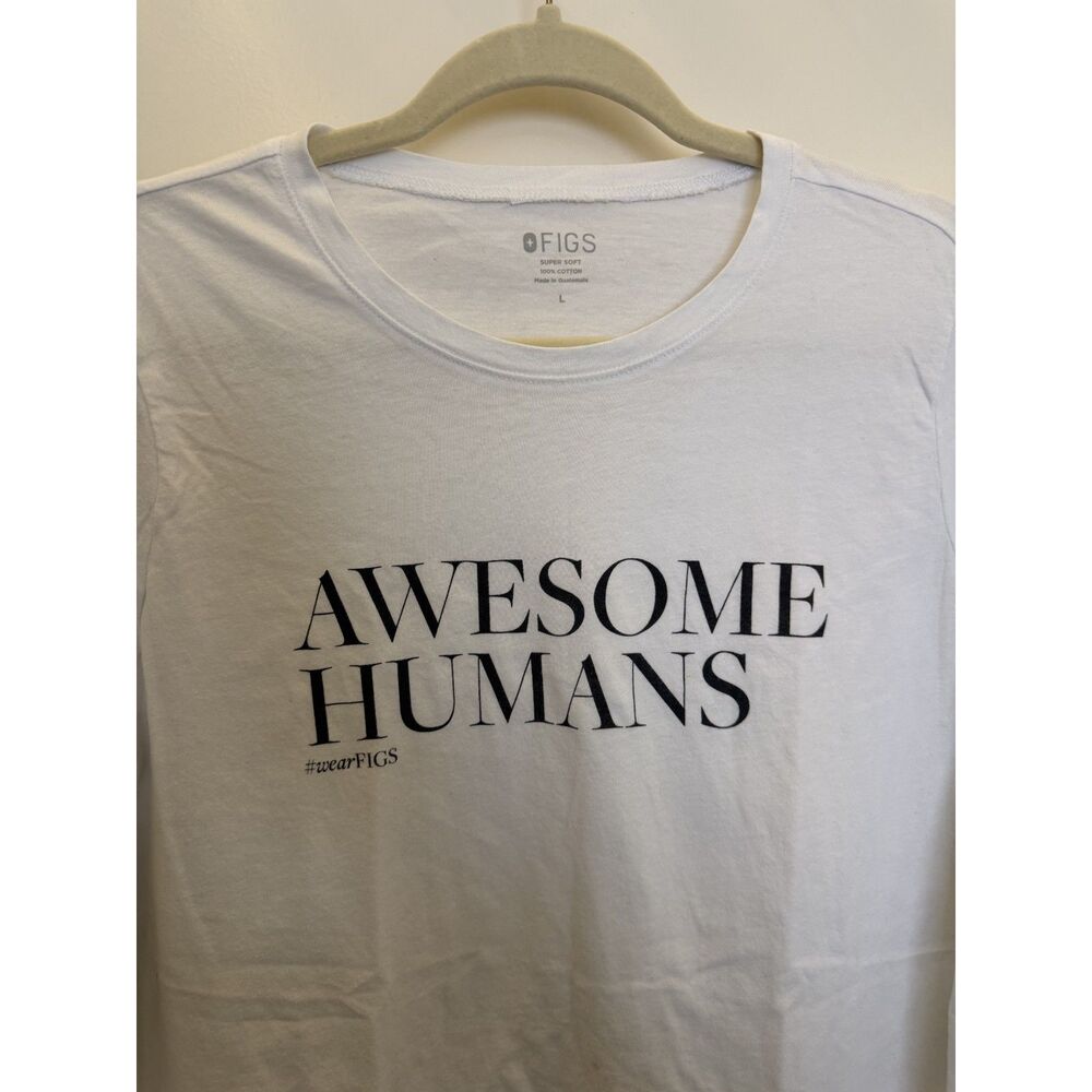 Figs Awesome Humans White long sleeve tshirt size L - Picture 4 of 5